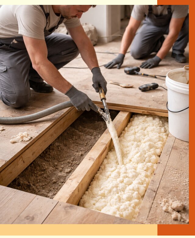 Заполнение пустот пола в Нижнеудинске от 2746 руб. — утепление пустот пола под ключ | ТепломастерНжк