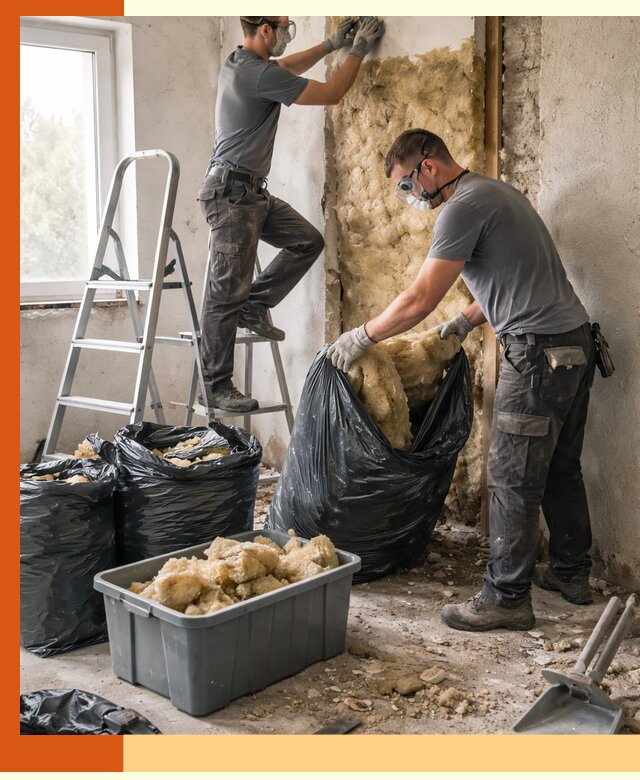 Демонтаж старого утеплителя и вывоз отходов в Нижнеудинске